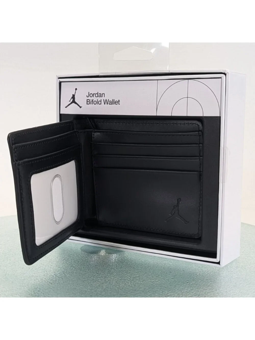Nike Jordan Mens Jumpman Ingot Bifold Wallet Black Leather MA0819-023 New in Box